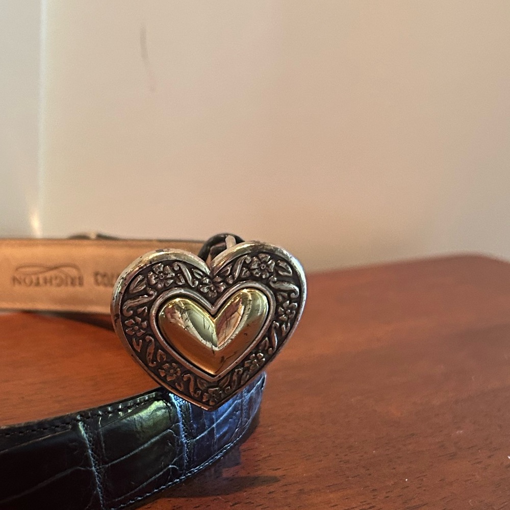 Brighton Black Leather Belt with Heart Buckle - Picture 3 of 3
